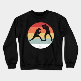 Vintage Retro Boxing Player Boxer Silhouette Sun Crewneck Sweatshirt